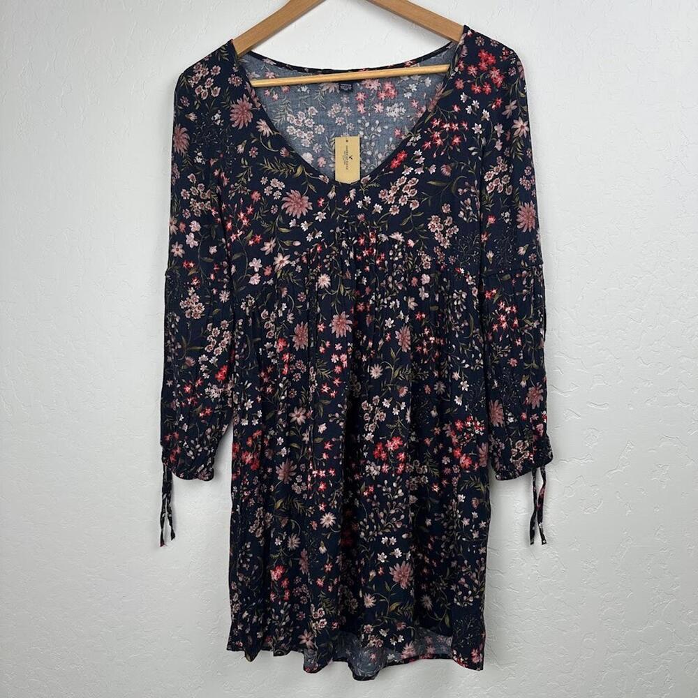 American Eagle‎ Women Dress Boho Floral Mini Bell Long Sleeves Size XS NWT Flowy